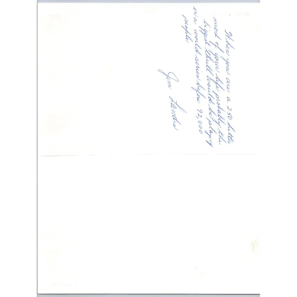 Jim Landis Autograph Signed Letter World Series Baseball Quote 1957 White Sox